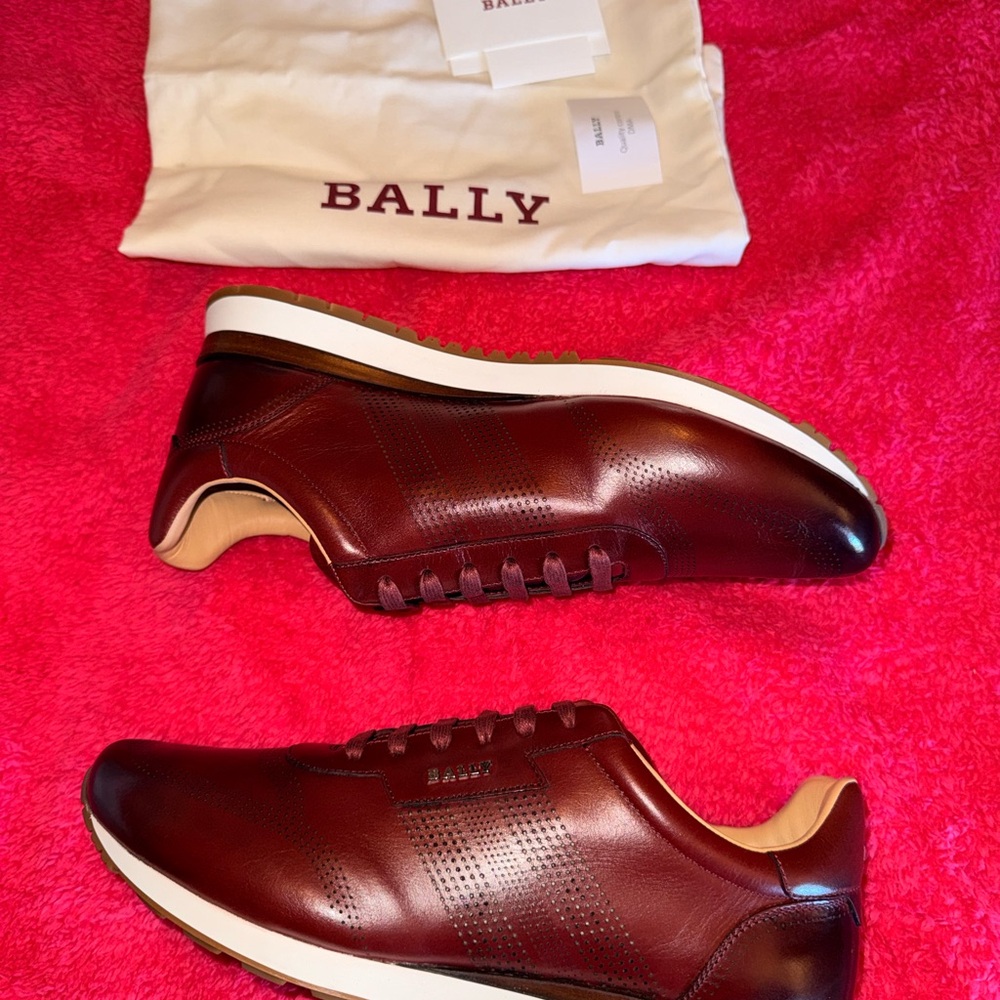 Bally Burgundy Leather Sneakers - Picture 3 of 16
